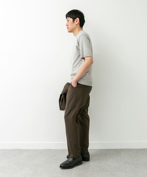 URBAN RESEARCH DOORS（アーバンリサーチドアーズ）の「LIFE STYLE TAILOR　ハイゲージクルーネック半袖ニット（シャツ/ブラウス・メンズ・IVORY/BLACK/NAVY BLUE/GRAY BROWN・M/L）」の10枚目の写真