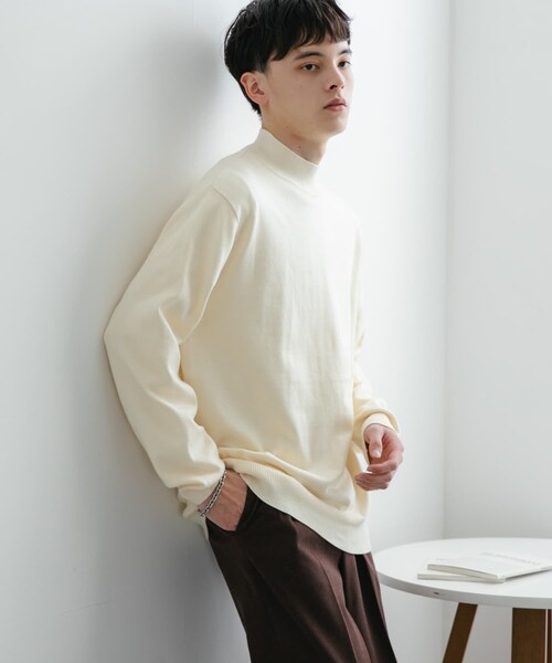 SENSE OF PLACE by URBAN RESEARCH(センスオブプレイスバイアーバンリサーチ)の「ストレッチモックネックニット(ニット/セーター・メンズ・IVORY/BLACK/BROWN/COGNAC/BLK×IVO/L.BLUE/NAVY・M/L)」の20枚目の写真