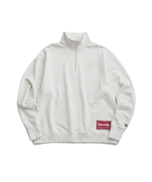 ADAM ET ROPE'（アダムエロペ）の「《別注》【SPALDING/スポルディング】EMBROIDERY HALF ZIP POLO SWEAT / UNISEX（スウェット・メンズ・ブラック/ライトグレー/ワイン・L/M）」の4枚目の写真