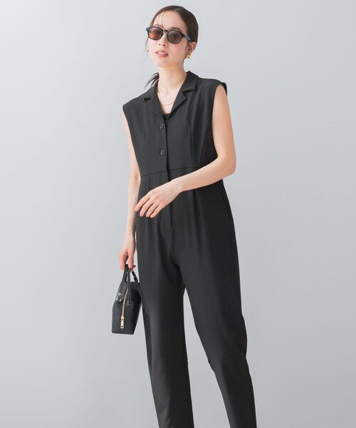 URBAN RESEARCH ROSSO(アーバンリサーチロッソ)の「『UR TECH DRYLUXE』F by ROSSO オープンカラーオールインワン(サロペット/オーバーオール・レディース・BLACK/BEIGE/MOCHA・34/36/38)」の5枚目の写真