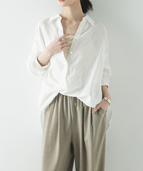 URBAN RESEARCH(アーバンリサーチ)の「リネン2WAYシャツ(シャツ/ブラウス・レディース・PINKSTRIPE/BROWN/BEIGE/BLUESTRIPE/WHITE/BEG STRIPE・Free)」の1枚目の写真