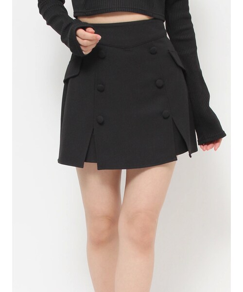 EATME（イートミー）の「ダブルボタンスリットスカート（スカート・レディース・ブラック/ミックス/ベージュ・M/S）」の2枚目の写真
