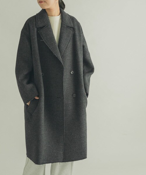 URBAN RESEARCH DOORS(アーバンリサーチドアーズ)の「FORK&SPOON チェックダブルコート(チェスターコート・レディース・BRNCHK/CHCCHK・1)」の22枚目の写真