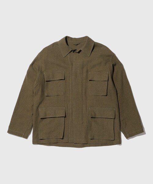 ADAM ET ROPE'（アダムエロペ）の「【blurhmsROOTSTOCK/ブラームスルーツストック】Ramie Linen Wool Swedish BDU Jacket（その他アウター・メンズ・ブラック/カーキ・2/3/4）」の4枚目の写真