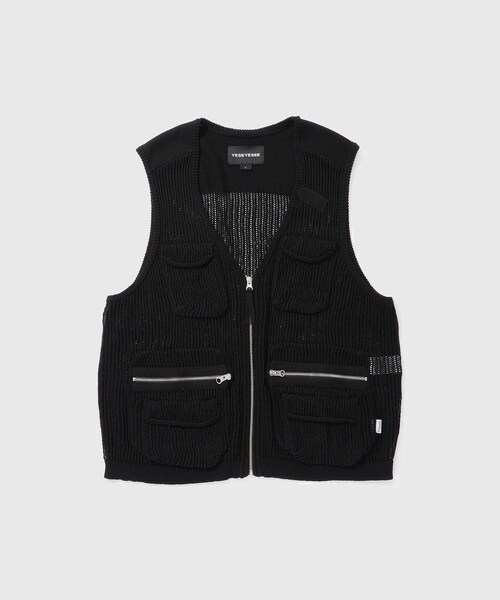 ADAM ET ROPE'（アダムエロペ）の「【YESEYESEE/イエスアイシー】KNITTED UTILITY VEST（ベスト・メンズ・ブラック/カーキ・L/M）」の2枚目の写真