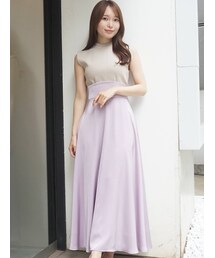 MERCURYDUO | 【To/】ニットドッキングボリュームフレアワンピース(ワンピース)