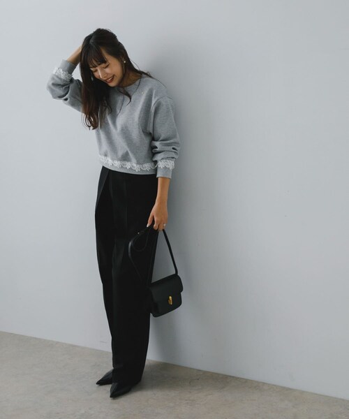 URBAN RESEARCH ROSSO（アーバンリサーチロッソ）の「F by ROSSO　レース付きダンボールスウェット（スウェット・レディース・GRAY/BLACK・FREE）」の14枚目の写真