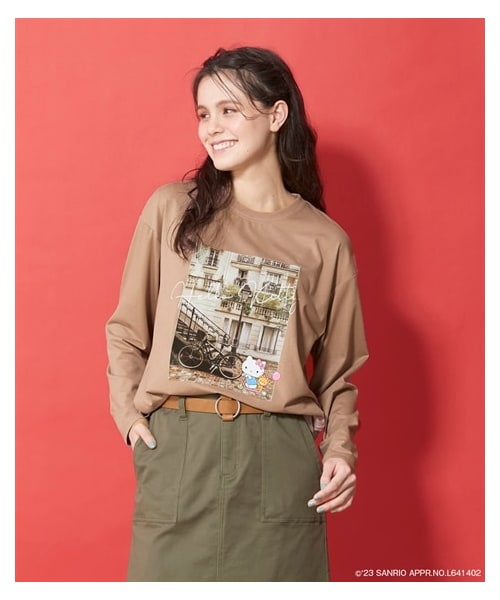 nissen（ニッセン）の「大きいサイズ色々選べるフォトコラボ　長袖Tシャツ／サンリオキャラクター（Tシャツ/カットソー・レディース・ターコイズグリーン(シナモロール)/パープル(キャラクターズ)/黒(ハピダンブイ)/ミルクティー(ハローキティ)/ピンク(マイメロディ)・L/LL/3L/4L/5L/6L/8L/10L）」の16枚目の写真