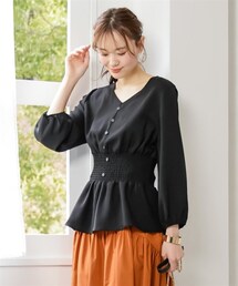 nissen | 大きいサイズウエストシャーリングデザインブラウス(Tシャツ/カットソー)