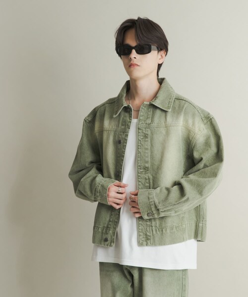 SENSE OF PLACE by URBAN RESEARCH（センスオブプレイスバイアーバンリサーチ）の「ツイストデニムブルゾン（デニムジャケット・メンズ・GREEN/L.INDIGO・M/L）」の5枚目の写真