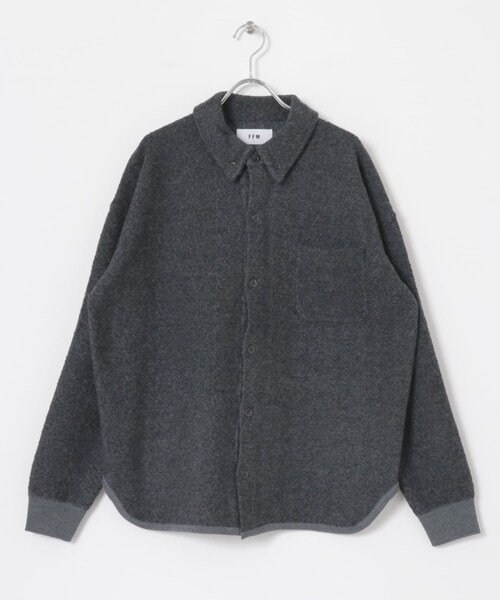 THE GOODLAND MARKET（ザグッドランドマーケット）の「FFM　TWEEDLIKE SHIRTS（カーディガン/ボレロ・レディース・Black/Beige・1/2）」の6枚目の写真