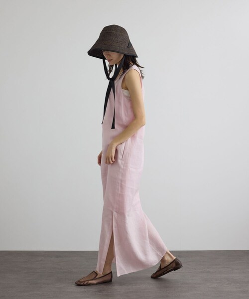 ADAM ET ROPE'(アダムエロペ)の「リネンドロストノースリーブワンピース / GENTLE LINEN(ワンピース・レディース・ブラック/グレー/ピンク・F)」の9枚目の写真