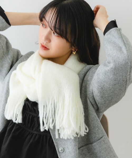 RODE SKO（ロデスコ）の「ラッセル起毛マフラー（マフラー・レディース・GRAY/OFF/MINT・one）」の5枚目の写真