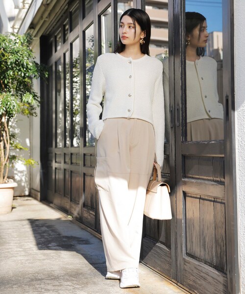 VIS(ビス)の「タックカーゴパンツ(カーゴパンツ・レディース・チャコール/オフホワイト・F)」の4枚目の写真