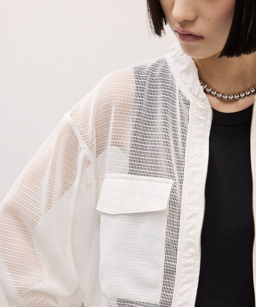 ADAM ET ROPE'（アダムエロペ）の「ドロストメッシュシャツ（シャツ/ブラウス・レディース・ブラック/ホワイト/ダークブラウン・F）」の13枚目の写真