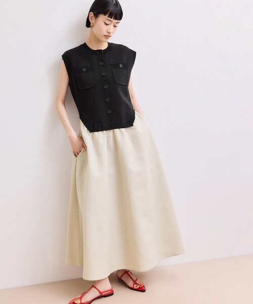 ADAM ET ROPE'(アダムエロペ)の「【WEB限定】・【サステナブル】カーブヘムコンビワンピース(ワンピース・レディース・ブラック系/チャコール/キナリ系・36/38)」の7枚目の写真