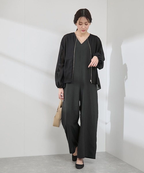 ROPE' PICNIC(ロペピクニック)の「【吸水速乾・防シワ】エフォートレスリラックスオールインワン(つなぎ/オールインワン・レディース・チャコール/ライトグレー/ベージュ・36/38)」の9枚目の写真