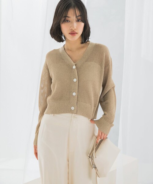 URBAN RESEARCH ROSSO（アーバンリサーチロッソ）の「メッシュラメショートカーディガン（カーディガン/ボレロ・レディース・BEIGE/YELLOW/BLACK・FREE）」の19枚目の写真