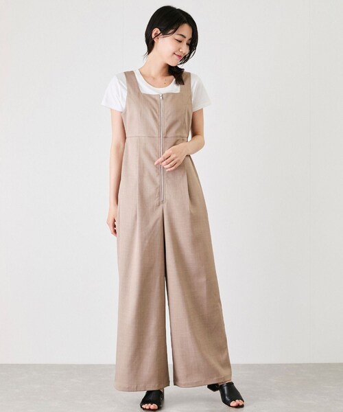 Jayro（ジャイロ）の「【EC限定】フロントジップサロペット（サロペット/オーバーオール・レディース・チャコール/グレー/ブラウン系/ベージュ・M）」の5枚目の写真