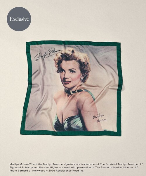 SENSE OF PLACE by URBAN RESEARCH(センスオブプレイスバイアーバンリサーチ)の「『別注』MARILYNMONROE×SENSE OF PLACE プリントスカーフ(バンダナ/スカーフ・レディース・BLACK/GREEN・One)」の2枚目の写真
