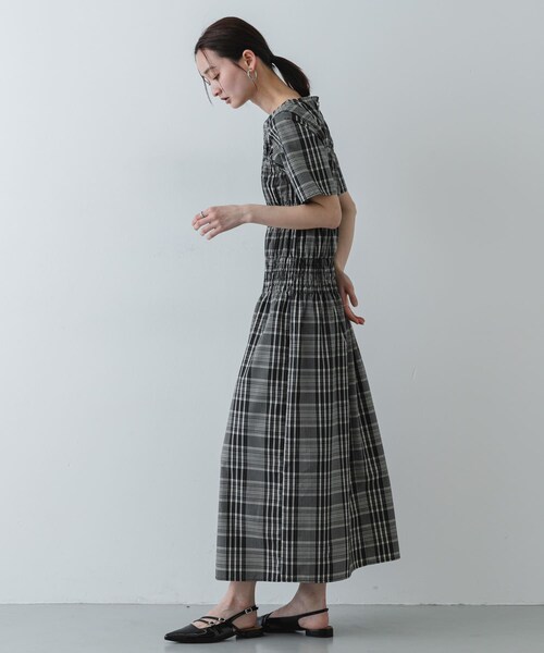 SENSE OF PLACE by URBAN RESEARCH（センスオブプレイスバイアーバンリサーチ）の「チェックシャーリングワンピース（ワンピース・レディース・BLK×OFF/BEG×BLK・One/COMPACT）」の8枚目の写真