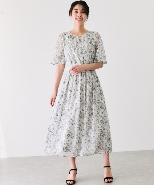 Jayro（ジャイロ）の「楊柳花柄プリントワンピース（ワンピース・レディース・ブラック系/ホワイト系・M）」の7枚目の写真