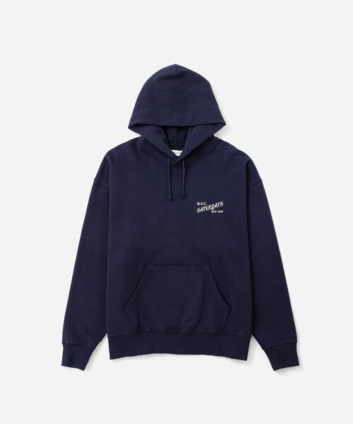 Saturdays NYC(サタデーズ ニューヨークシティ )の「Warren Vintage Serif Relaxed Hoodie(パーカー・レディース・チャコール/ネイビー/イエロー・L/M/S/XL)」の21枚目の写真