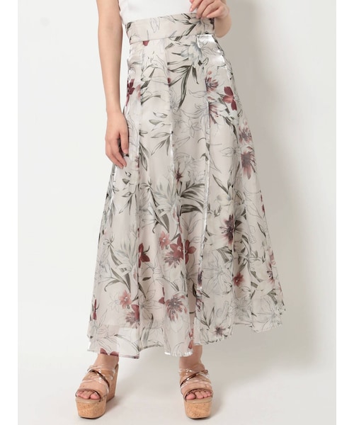 MERCURYDUO（マーキュリーデュオ）の「シアー分繊フラワーフレアスカート（スカート・レディース・アイボリー/ピンク/ミントグリーン・S/M）」の6枚目の写真