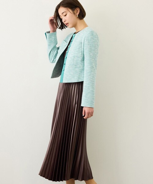 ROPE'(ロペ)の「ツイードノーカラージャケット(ノーカラージャケット・レディース・ブラック系/ターコイズ・36/38)」の12枚目の写真