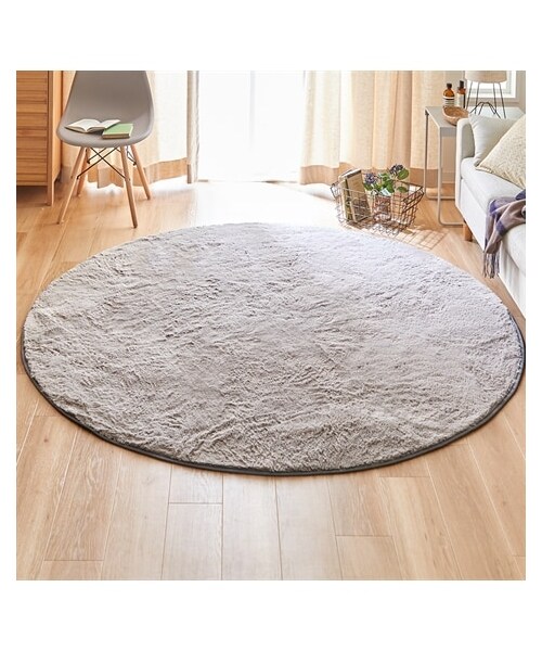 nissen（ニッセン）の「洗えるシャギーラグ｜円形・極細マイクロファイバー素材・ウレタン入・選べる7色（ラグ/マット・メンズ・グレー・約185cmサークル）」の2枚目の写真