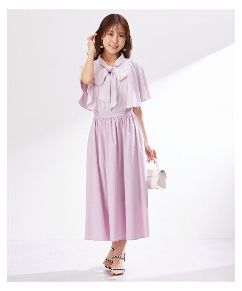 nissen（ニッセン）の「【大きい胸専用】るなさんコラボケープ風ドッキングワンピース（ポケット付）（ワンピース・レディース・オフホワイト/ライラック・FS/FM/FL/FLL/F3L）」の10枚目の写真