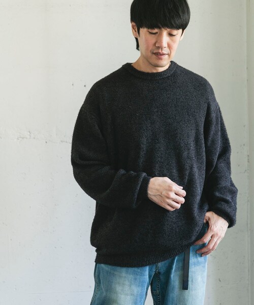 URBAN RESEARCH DOORS（アーバンリサーチドアーズ）の「メランジシャギー クルーネックニット（ニット/セーター・メンズ・BLUE/BLACK・M/L）」の5枚目の写真