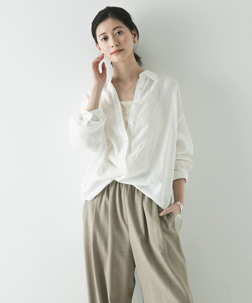 URBAN RESEARCH(アーバンリサーチ)の「リネン2WAYシャツ(シャツ/ブラウス・レディース・PINKSTRIPE/BROWN/BEIGE/BLUESTRIPE/WHITE/BEG STRIPE・Free)」の9枚目の写真