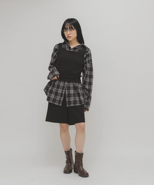 KBF（ケイビーエフ）の「ピーチスキン2WAYタンクトップ（タンクトップ・レディース・OFF/CHARCOAL/BLACK・One）」の14枚目の写真