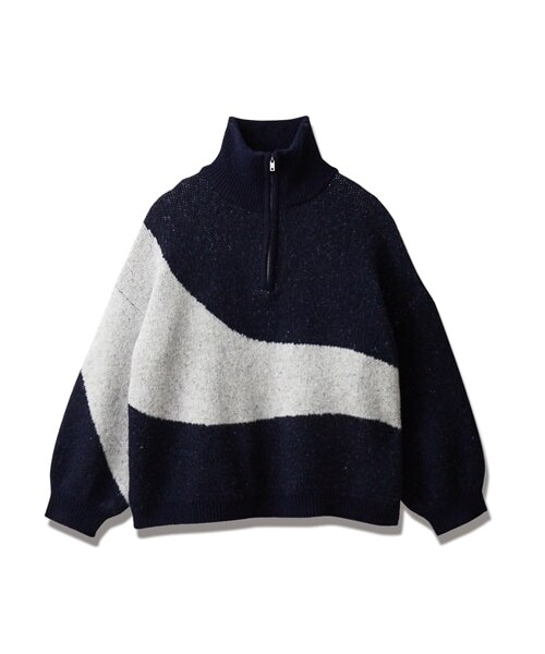 nissen（ニッセン）の「【Soiunique】ハーフジップアップデザインニットトップス（ニット/セーター・レディース・杢グレー×オレンジ/ネイビー×ライト杢グレー・1(S-M)/2(L-LL)）」の2枚目の写真