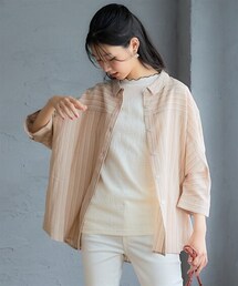 nissen | ＜大きいサイズ＞綿１００％柔らか７分袖ドルマンゆるシャツチュニック(チュニック)