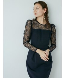 ラグナムーン　ブラック　スリーブレースカッティングドレスmB602072919M LAGUNAMOON（ラグナムーン）の「【WEB限定】LADYスリーブレース