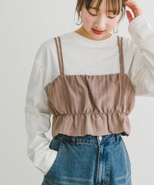 ITEMS URBANRESEARCH(アイテムズ アーバンリサーチ)の「ストライプシャーリングビスチェ(その他トップス・レディース・L.BEIGE/BRN・FREE)」の12枚目の写真