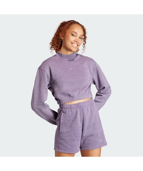 adidas(アディダス)の「ALL SZN フリース ウォッシュ加工 スウェット(トップス・レディース・パープル/ブラック・2XL/XS/S/M/L/XL/3XL)」の7枚目の写真