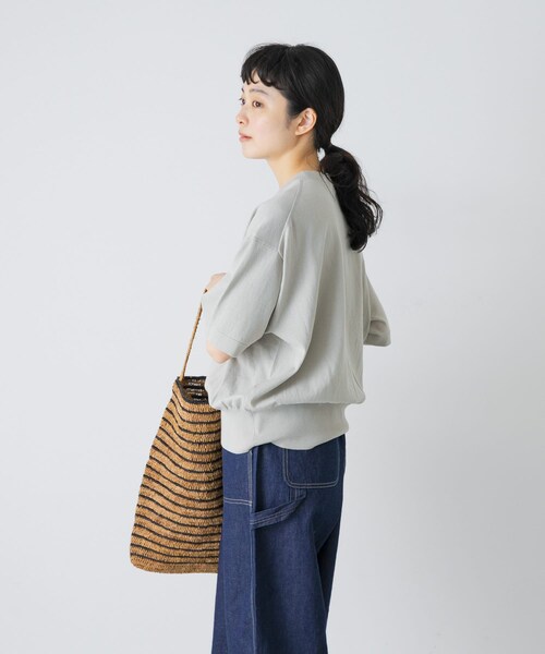 かぐれ（カグレ）の「ハイゲージコットン半袖クルーネックニット（ニット/セーター・レディース・BLACK/MINT GRAY/NAVY・Free）」の20枚目の写真