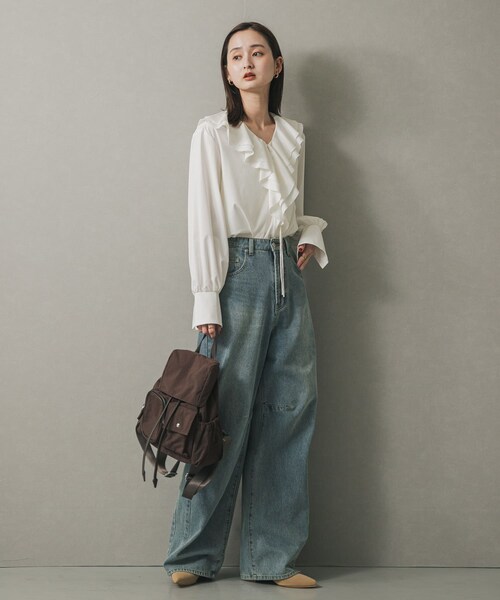 SENSE OF PLACE by URBAN RESEARCH（センスオブプレイスバイアーバンリサーチ）の「撥水マルチポケットナイロンリュック（バックパック/リュック・レディース・BLACK/BROWN・one）」の16枚目の写真