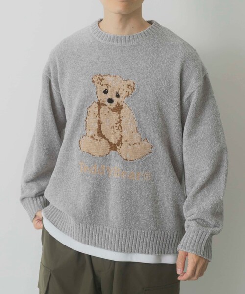 ITEMS URBANRESEARCH（アイテムズ アーバンリサーチ）の「Teddy Bear モールクルーネックニット（ニット/セーター・メンズ・GRY/NVY/GRN・M/L）」の21枚目の写真
