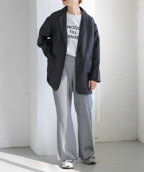 URBAN RESEARCH DOORS（アーバンリサーチドアーズ）の「FORK&SPOON　ラミーブレンドビッグジャケット（テーラードジャケット・レディース・BLACK/BEIGE・1）」の8枚目の写真