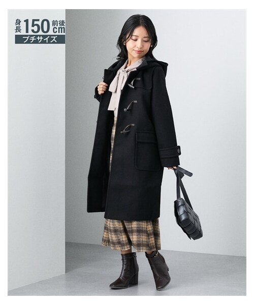 nissen（ニッセン）の「小さいサイズ　フラノストレッチダッフルコート　低身長さん・小柄女性（ダッフルコート・レディース・ライトグレー/クロ・PSS/PS/PM/PL）」の2枚目の写真