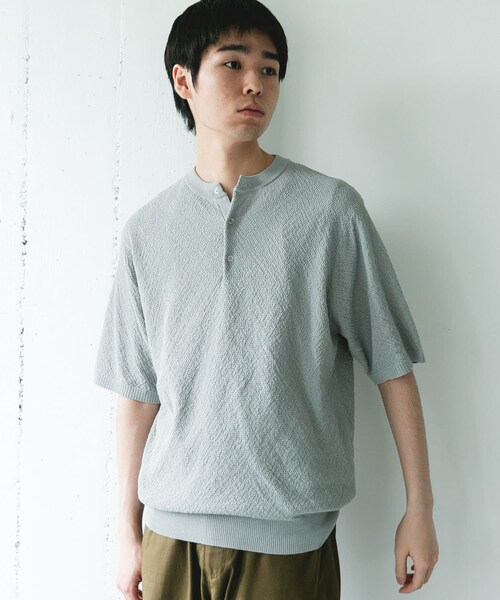 URBAN RESEARCH DOORS(アーバンリサーチドアーズ)の「『吸水速乾/防シワ/イージーケア/UVカット』DRYMIX カノコ ショートスリーブヘンリーネックニット(ニット/セーター・メンズ・BLACK/GRAY・M/L)」の20枚目の写真
