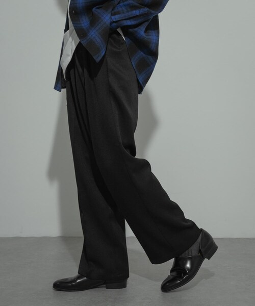 SENSE OF PLACE by URBAN RESEARCH（センスオブプレイスバイアーバンリサーチ）の「『セットアップ対応』ウールライクダブルタックワイドパンツ（その他パンツ・メンズ・BLACK/CHARCOAL/GREIGE/NAVY・S/M/L）」の18枚目の写真