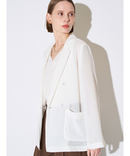 ELENDEEK（エレンディーク）の「SHEER JK（テーラードジャケット・レディース・オフホワイト/アイボリー/ブラック/ブルー・F）」の3枚目の写真