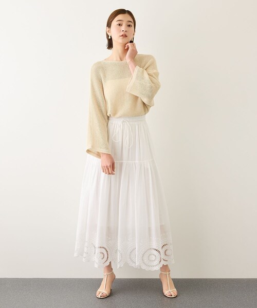ROPE'（ロペ）の「リネン混 透かし編みドルマンプルオーバー（ニット/セーター・レディース・ブラック/キャメル/ベージュ系・F）」の10枚目の写真