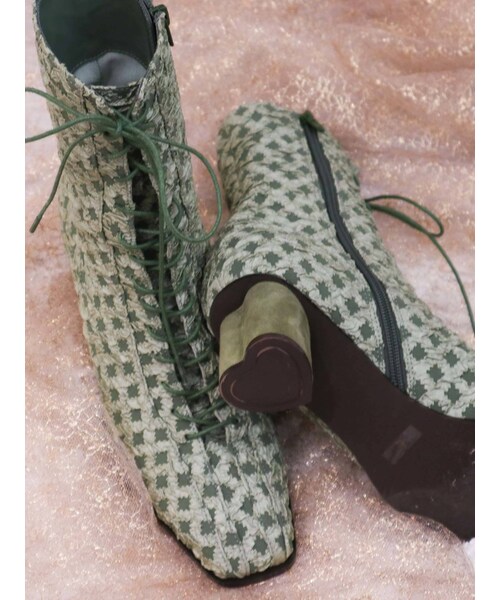 merry jenny（メリージェニー）の「レースアップスクエアショートブーツ（その他シューズ・レディース・ブラック/ピンク/グリーン・M/L）」の3枚目の写真