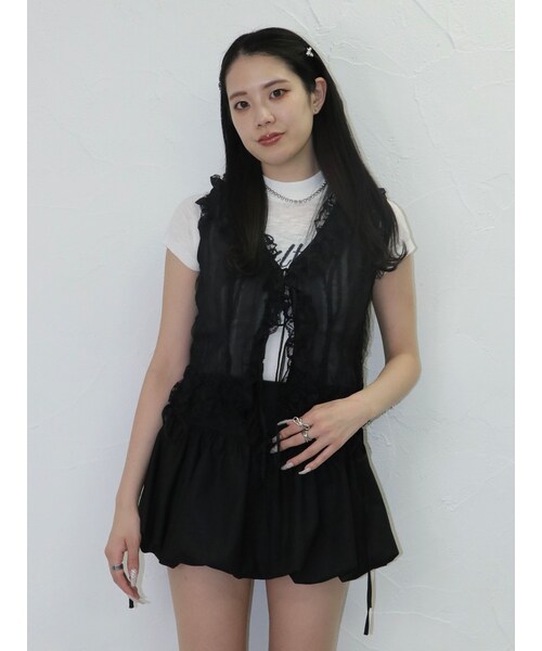 jouetie（ジュエティ）の「ラッフルフリルシアージレ（その他トップス・レディース・オフホワイト/ブラック/ピンク・M）」の5枚目の写真